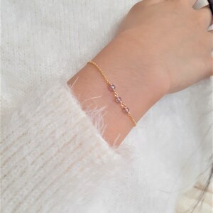 Amethyst Bracelet, February Birthstone /Handmade Jewelry/ Summer Jewelry, Gold Chain Bracelet, Gemstone Bracelet, Birthstone Bracelet,Dainty