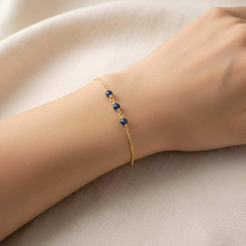 Genuine Sapphire Anklet, September Birthstone / Handmade Jewelry / Sapphire Ankle Bracelet, Gold Chain Anklet, Anklets for Women, Delicate