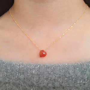 Carnelian Necklace, Carnelian Pendant / Handmade Jewelry / Necklaces for Women, Simple Gold Necklace, Silver Necklace, Dainty Delicate Boho