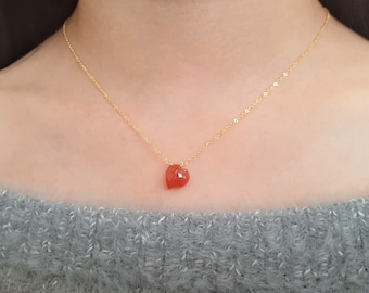Carnelian Necklace, Carnelian Pendant / Handmade Jewelry / Necklaces for Women, Simple Gold Necklace, Silver Necklace, Dainty Delicate Boho