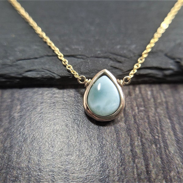 Larimar Necklace, Gemstone Necklace / Handmade Jewelry / Simple Gold Necklace, , Necklaces for Women, Stress Relief, Gemstone Choker, Dainty