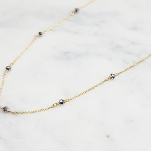 Silver Pyrite Necklace, Dainty Gemstone Choker/Handmade Jewelry/ Simple Gold Necklace, Necklaces for Women, Layered Necklace, Beaded Choker