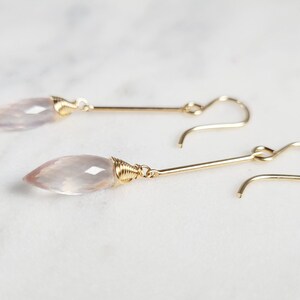 Rose Quartz Earrings, Bridal Earrings, Dainty Gemstone Earrings, Minimalist Earrings, Pink Crystal Earrings, Boho Earrings, Gifts for Her