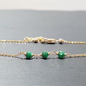 Genuine Emerald Anklet, May Birthstone / Handmade Jewelry / Emerald Ankle Bracelet, Dainty Anklet, Gold Chain Anklet, Stacked Anklet, Boho