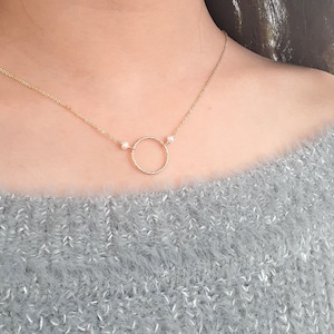Freshwater Pearl Necklace, June Birthstone /Handmade Jewelry/ Pearl Choker, Simple Gold Necklace, Layered Necklace, Necklaces for Women