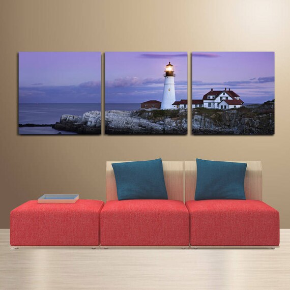Palm Tree//Seascape easy hang 5 piece mounted canvas wall art//Surpassed stretched