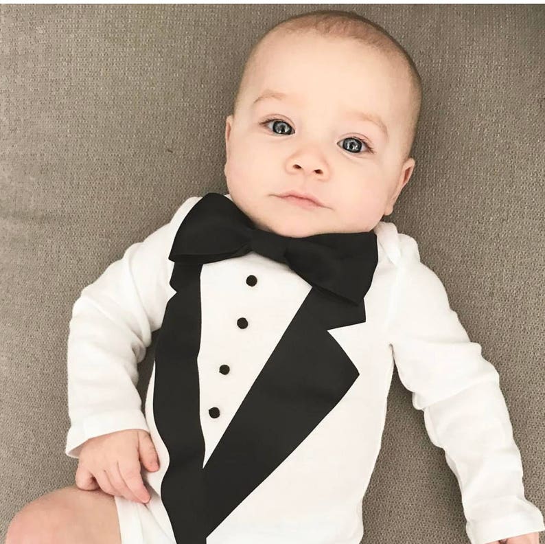 baby boy in tuxedo