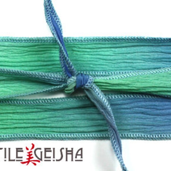 LAZOS de cinta de seda: 1/2 "x 36" cinta de seda hecho a mano y teñidas a mano los lazos para collares, pulseras de abrigo y adorno