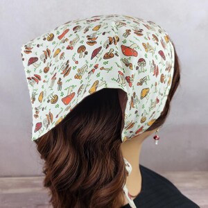 Mushroom Head Scarf: Cottagecore Hair Kerchief, Alopecia Head Covering