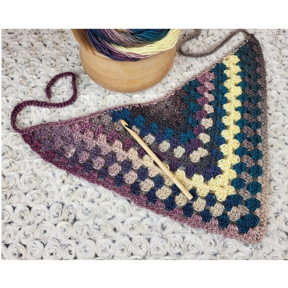 Crochet head scarf, triangle bandana, festival kerchief, cottagecore bandanna, soft hair scarves, gift for self