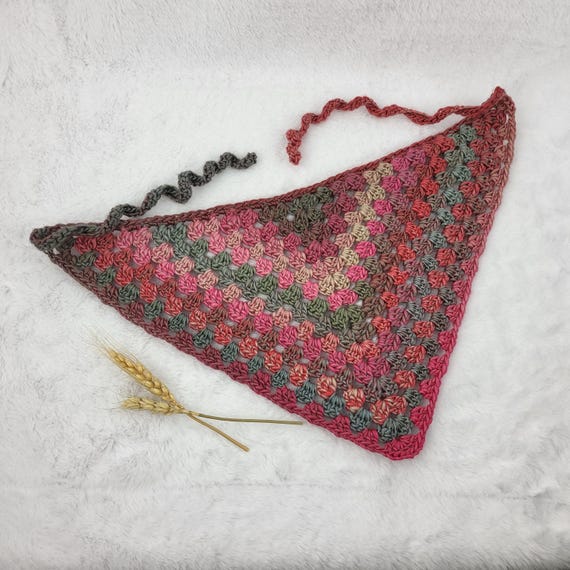 Crochet Head Scarf, Crochet Bandana, Cottagecore Kerchief - Etsy display picture 1