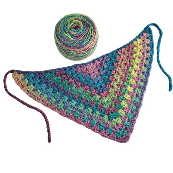 Crochet bandana, triangle head scarf, festival kerchief, cottagecore, gift for self
