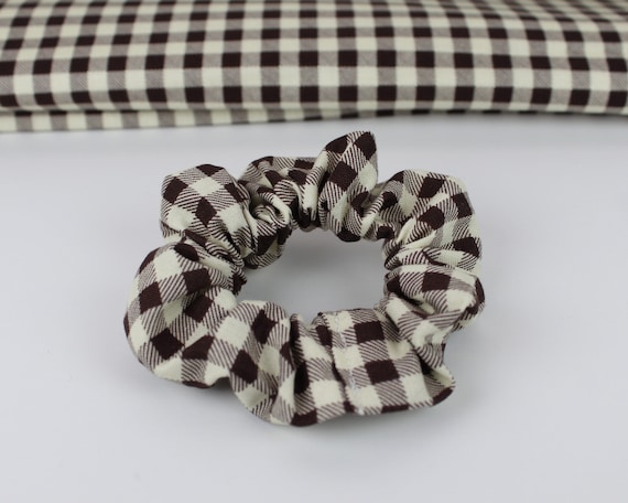 Gingham scrunchie, cotton elastic hair tie, 90's style ponytail holder,cottagecore gift