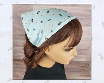Head scarf with ties, cottagecore kerchief, handmade bandana, stays on head