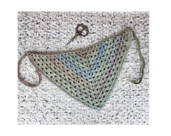Winter kerchief, crochet bandana, head scarf with ties