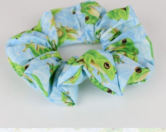 Frog fabric scrunchie, cottagecore style, hair accessories, 90's style hairband, ponytail holder, gift for self