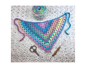 Crochet bandana, triangle head scarf, cottagecore kerchief, winter hair cover