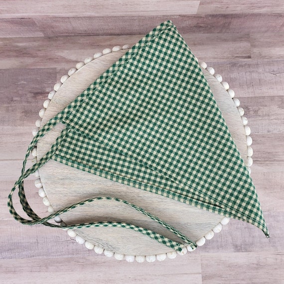 No-slip kerchief, gingham bandana, headscarf with ties, hair cover, cottagecore gift, gift for minimalist