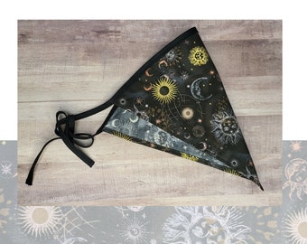 Celestial head scarf, sun and moon bandana, minimalist kerchief, cottagecore gift