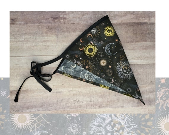 Celestial head scarf, sun and moon bandana, minimalist kerchief, cottagecore gift