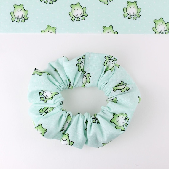 Frog scrunchie, ponytail holder, froggy scrunchies, 90's style hair ties, cottgecore style