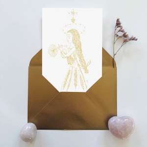 Carte de voeux céleste | Papeterie fée |Carte postale alchimique | Papeterie alchimie | Papeterie dorée|Cadeau pour elle |Carte de voeux fée