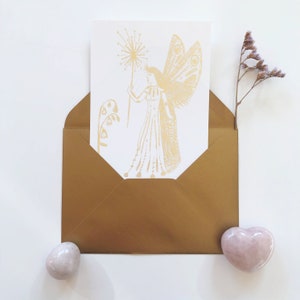 Carte de voeux céleste | Papeterie fée |Carte postale alchimique | Papeterie alchimie | Papeterie dorée|Cadeau pour elle |Carte de voeux fée