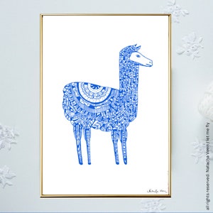 Lama art print | Alpaca decor | Lama illustratie | Lama Print | Alpaca illustratie | Lama wand decor | Lama zeefdruk | Lama | Alpaca