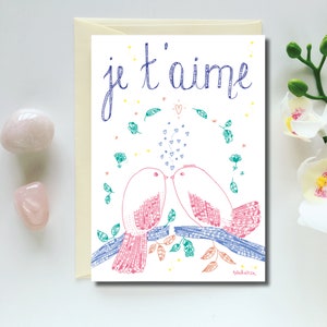 Greeting card I love you | I love you card | Valentine's day greeting card | Wedding card | I love you | Love card | Stationery love | Bird