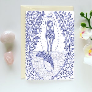 Woman bird greeting card | Stationery | Special greeting card | Illustration woman bird | Freedom greeting card | Feminism card | Woman love