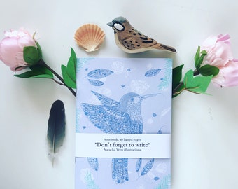 Hummingbird Notebook | Tropical Notebook | Notebook spring | Flowers pad | Cute diary |Gift for her | Mother day gift | Notebook love bird
