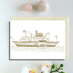 Boat greeting card 'Switzerland' Travel card map to write little word stationery greeting card boat illustration 'drawing'