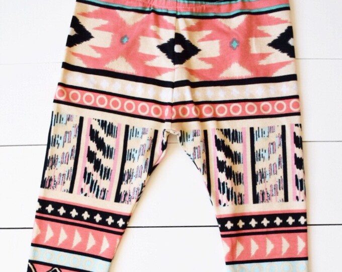 Peach and Multi Color Aztec Baby Leggings Etsy