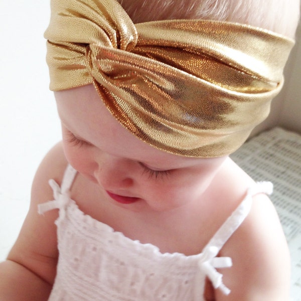 Gorgeous Gold Baby Turban - Little Girl Gold Turban - Gold Baby/Toddler Head Wrap