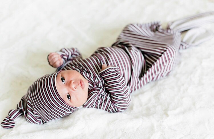 0-3 mes raya bebé vestido bebé niño raya nudo vestido vestido de bebé  marrón bebé niño raya vestido recién nacido llevar a casa vestido /  sombrero conjunto -  España