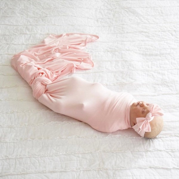 Baby Pink Baby Girl Swaddle Set - Baby Girl Blush Pink Swaddle/Bow Set - Fresh48 Pink Swaddle Set - Baby Girl Swaddle Set - Pink Take Home