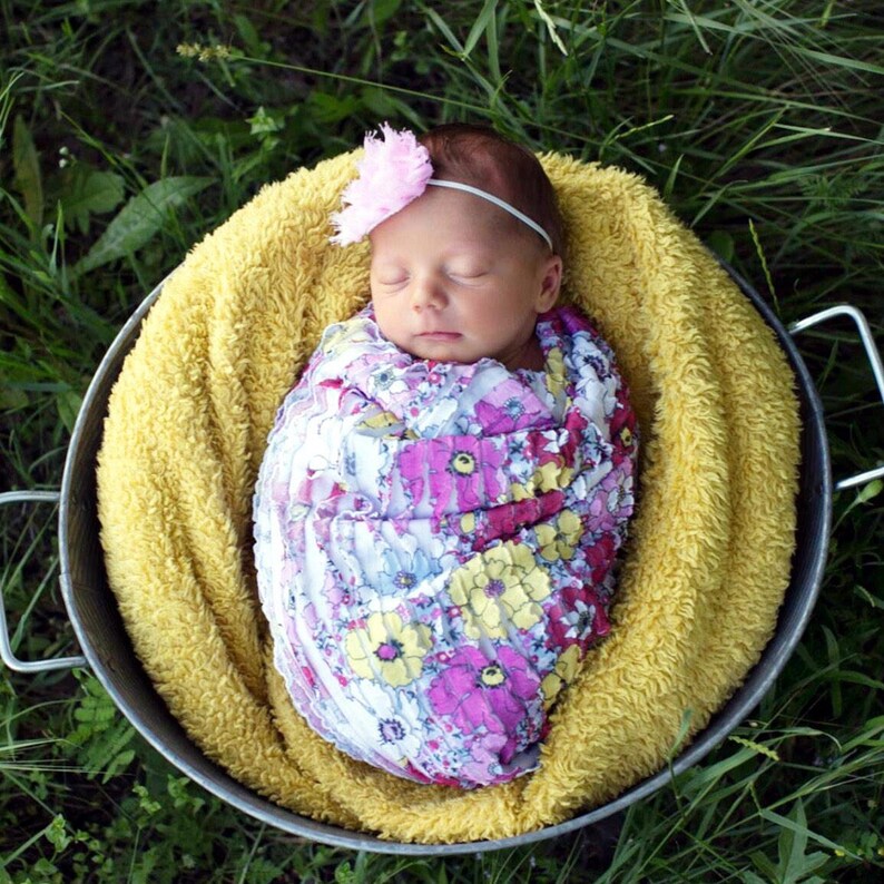 Floral Ruffle Baby Girl Swaddle Blanket Floral Ruffle Etsy