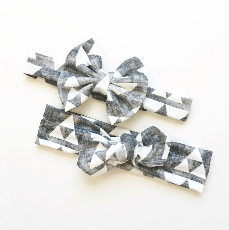 Boho Adorable ToddlerLittle Girl Head Wrap Organic Stone Grey Head Wrap Organic Baby Bow Grey Arrow Baby Head Wrap Bow Headband