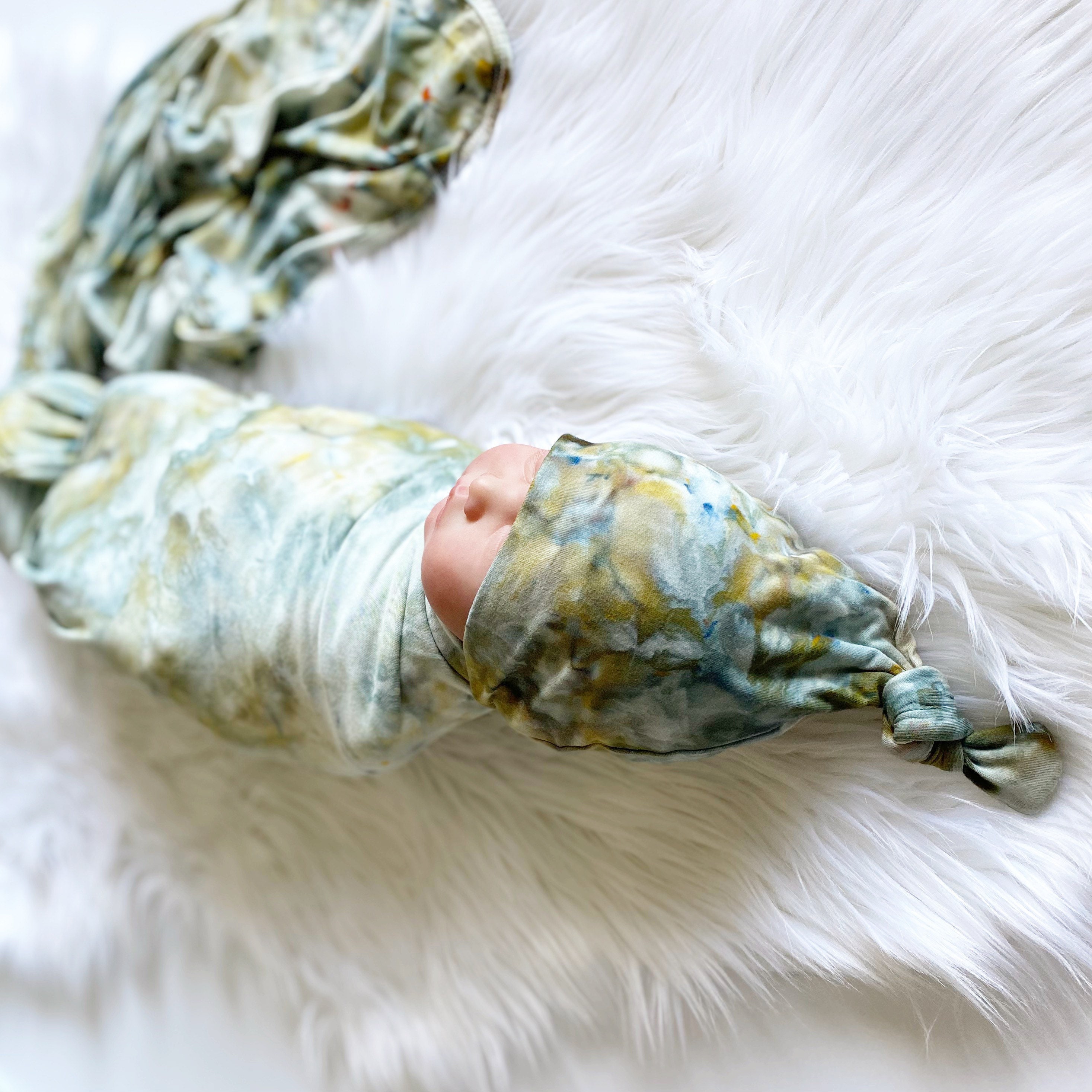 Sage Green Marbled Tie Dye Baby Boy Swaddle Set Sage Green Etsy UK