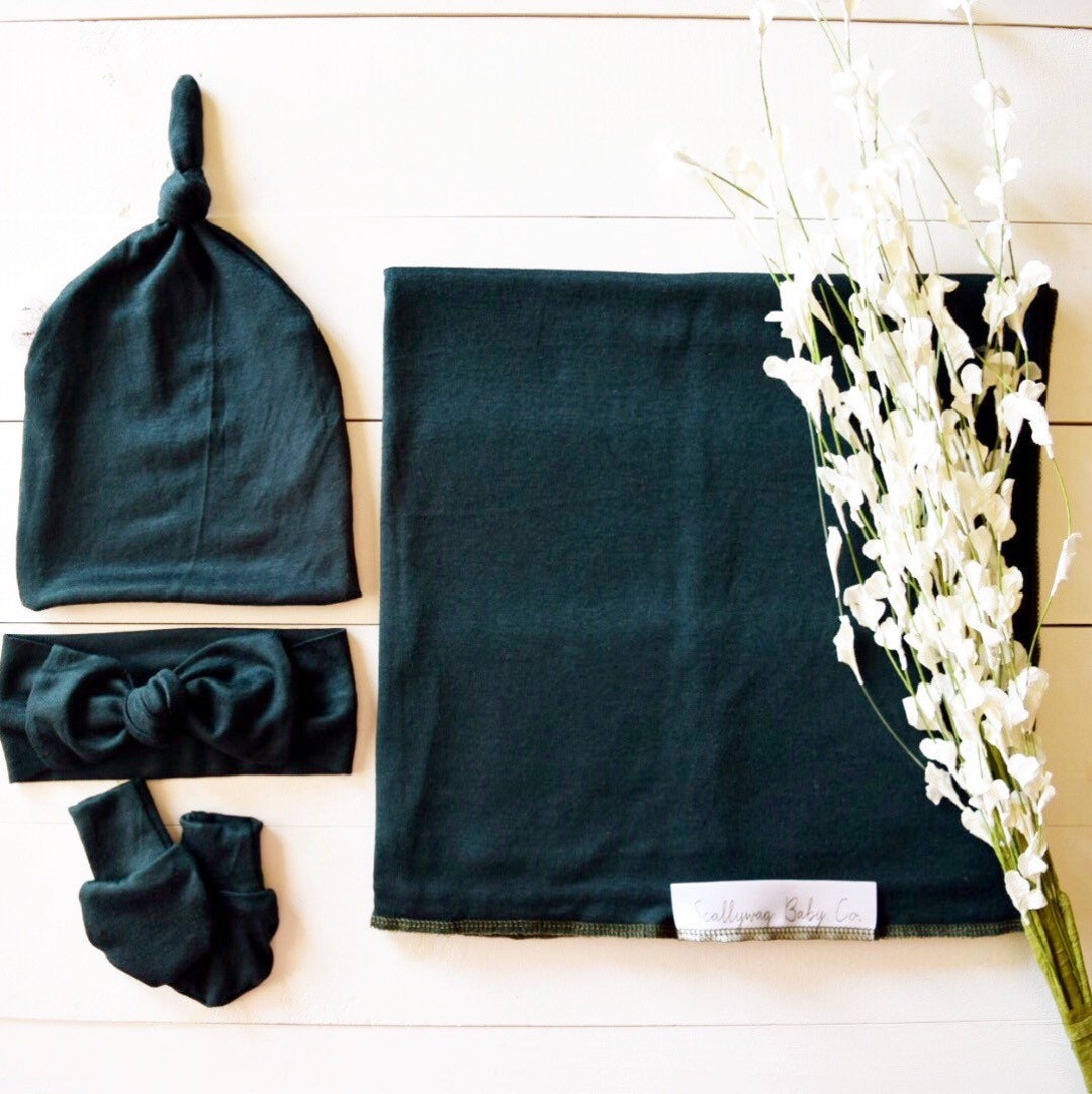 Hunter Green Baby Boy/girl Stretch Swaddle Blanket Set Hunter Green