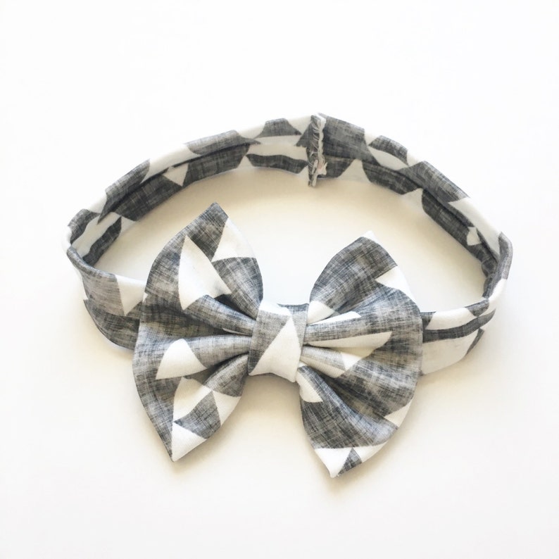 Boho Adorable ToddlerLittle Girl Head Wrap Organic Stone Grey Head Wrap Organic Baby Bow Grey Arrow Baby Head Wrap Bow Headband