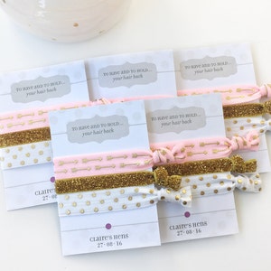 Pink and Gold Hen Party Favors, Bachelorette Hair Ties, Bachelorette Party Decorations, Pink and Gold Bachelorette, Hair Tie Favors