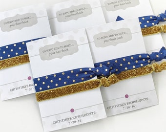 Navy and Gold Bachelorette Party Favors, Bachelorette Party Decorations, Hen Party Favors, Bridal Shower Favors, Bachelorette Hair Ties