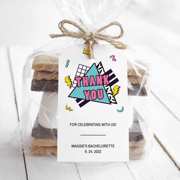 90s Party Favor Tags, Printable 90s Party Decorations, Back To The 90s, 90s Birthday Party Thank You, Party Like Its 1992, DIGITAL 90s100