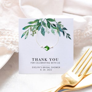 Greenery Bridal Shower Favors Wine Charms, Bridal Shower Decorations Greenery, Wine Themed Bridal Shower Gifts for Guests, Swarovski - G100
