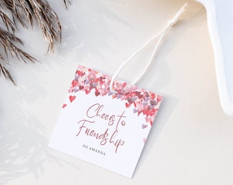 Printable Galentines Day Favor Tags Template, Galentines Gift Tags, Galentines Day Party Favor Tag, Editable DIGITAL DOWNLOAD - VH100