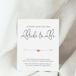 Rêve de la future mariée, bracelet de souhaits de mariage, cadeau de la mariée, remplissage de boîte-cadeau future mariée, cadeau d'enterrement de vie de jeune garçon, carte de douche nuptiale