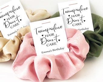 Trampoline Party Favors for Girls, Scrunchie Jump Party Favors for Tweens, Trampoline Birthday Party, Trampoline Hair Don't Care, Hair Ties