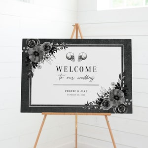 Halloween Wedding Welcome Sign Printable, Til Death Do Us Part, Gothic Wedding Decorations, Editable DIGITAL - DA100