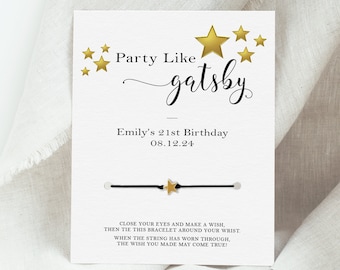 Great Gatsby Party Favors, Wish Bracelet, Roaring 20s Party Favors, Great Gatsby Birthday Supplies, Great Gatsby Party Goodie Bag Fillers